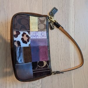 Patchwork Leather Wristlet